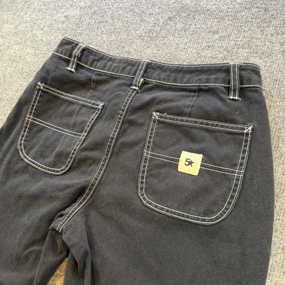 Five Star General Jerry Leigh Mens Black Denim Shorts Contrast Stitch Raw Hem 30